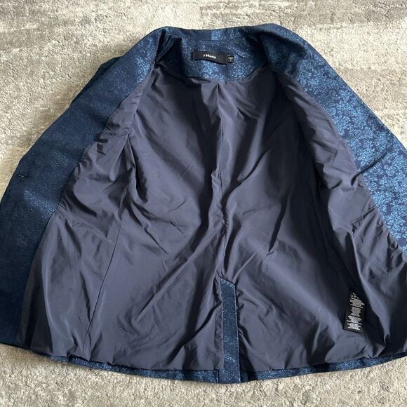 J Brand Layla Blazer Jacket Womens Small Navy Floral Jacquard Metallic Holiday - Picture 5 of 14